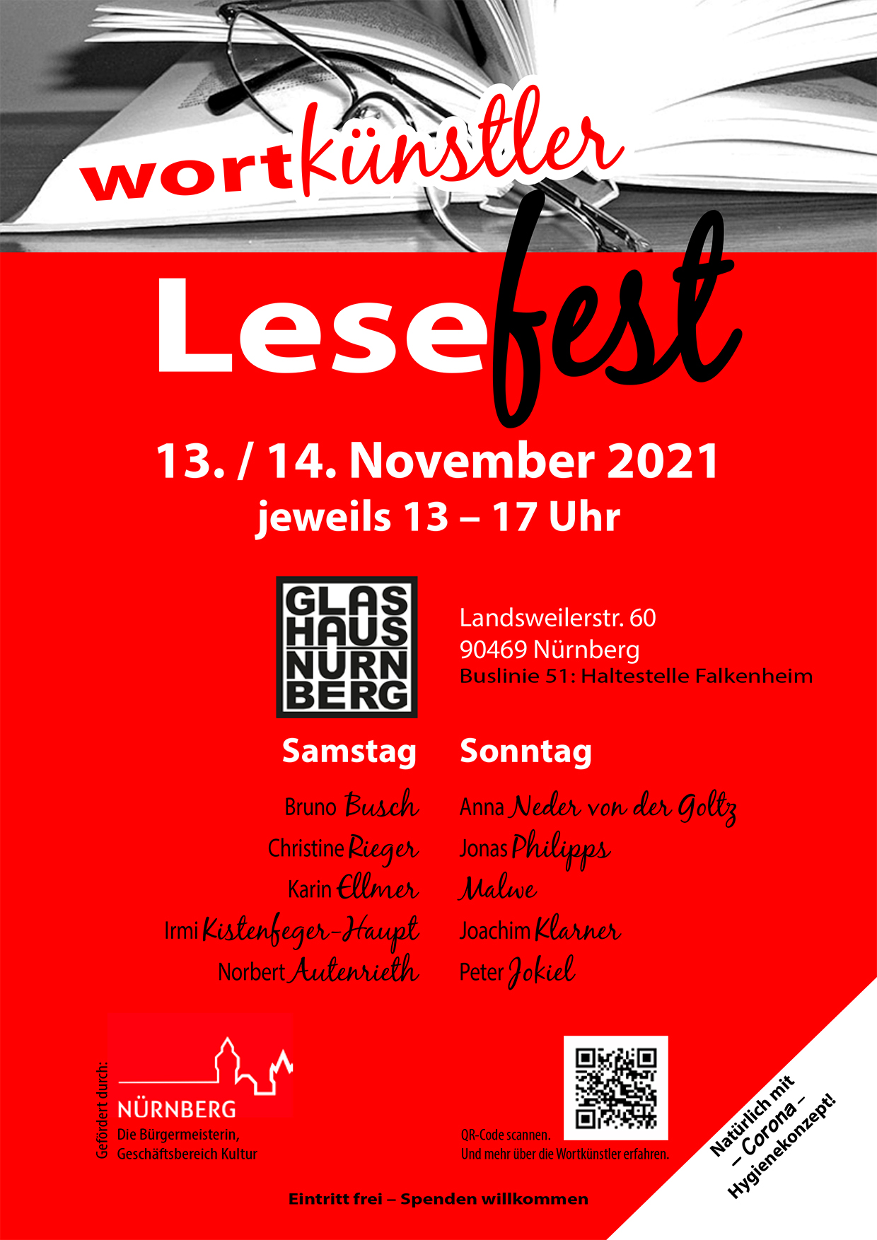 Flyer Lesefest am 13. und 14. November in Nuernberg